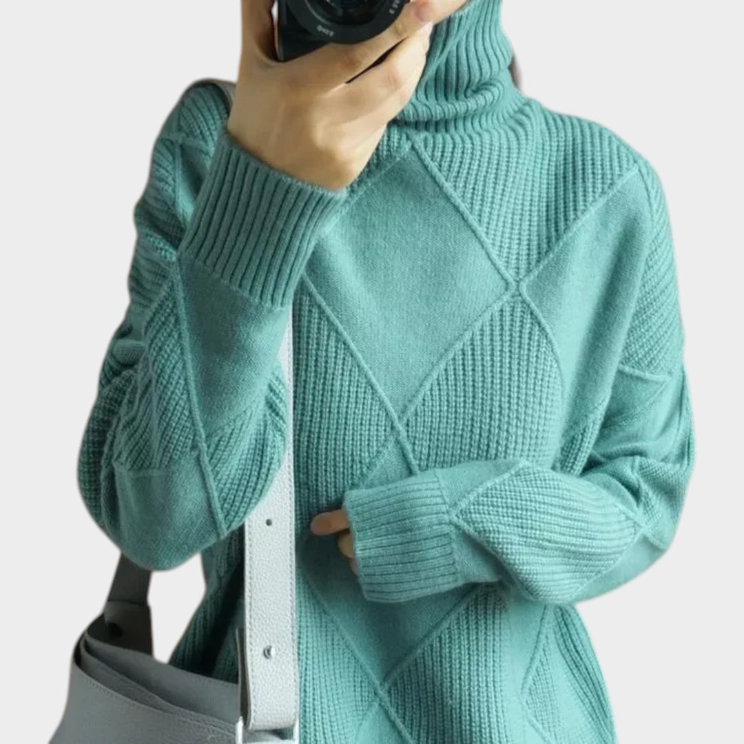 Roll Neck Textured Knit Jumper