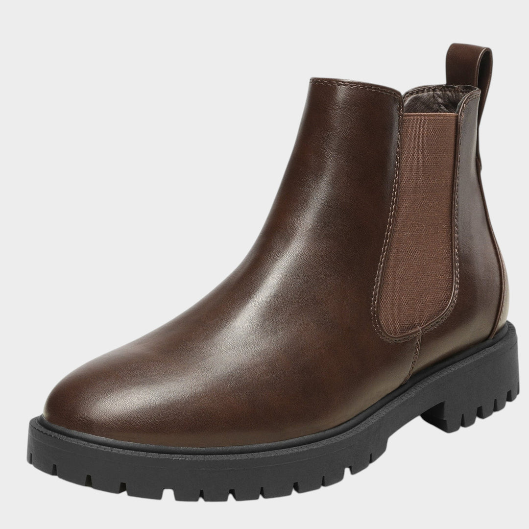 Platform Leather Chelsea Boots with Chunky Lug Sole