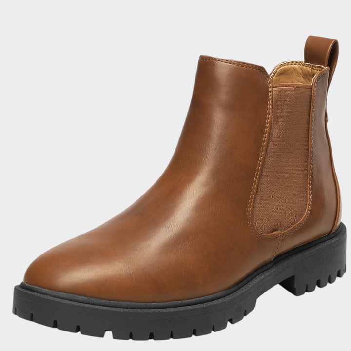 Platform Leather Chelsea Boots with Chunky Lug Sole