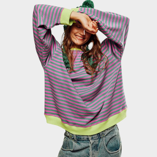 Striped Oversized Crew Neck Jumper