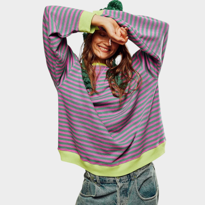 Striped Oversized Crew Neck Jumper