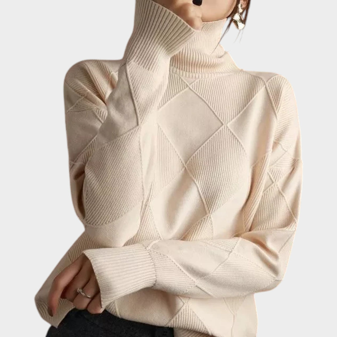 Roll Neck Textured Knit Jumper