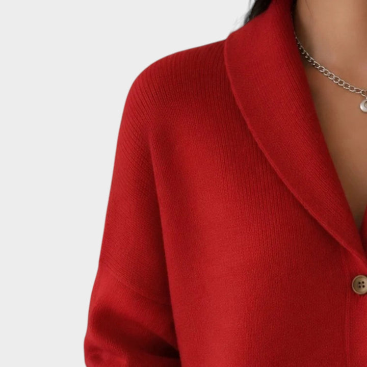 Button Up Collared Knitted Cardigan