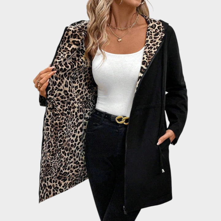 Leopard Lined Hooded Winter Coat