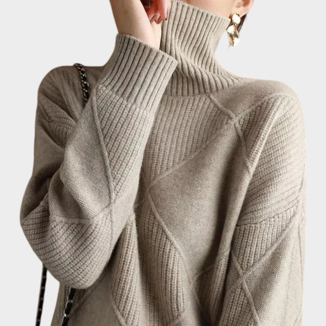 Roll Neck Textured Knit Jumper