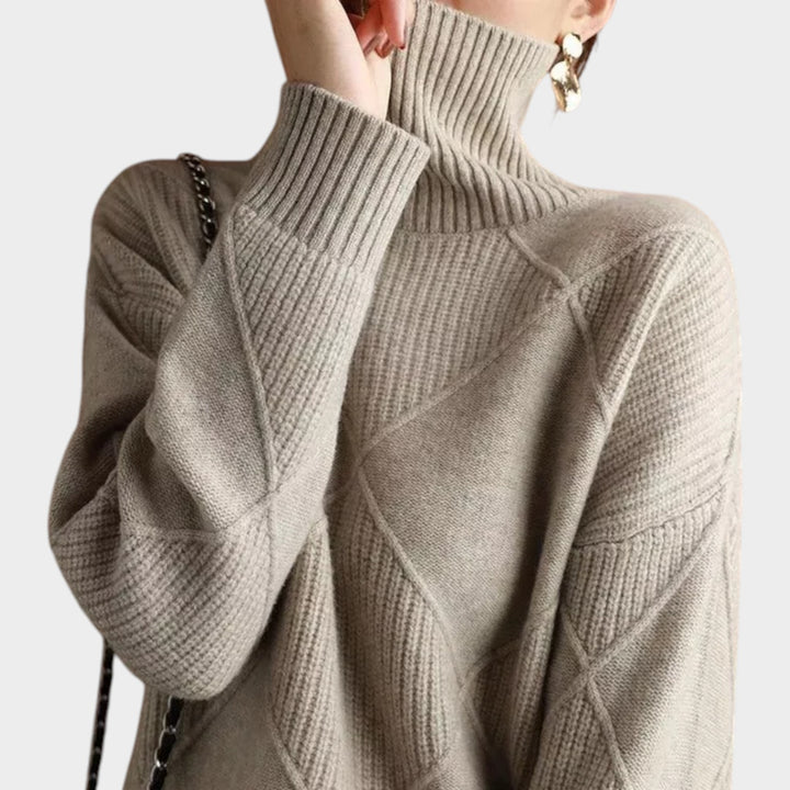 Roll Neck Textured Knit Jumper
