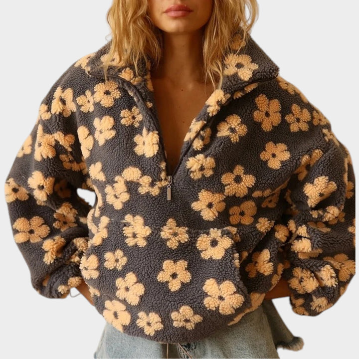 Oversized Sherpa Fleece Zip Up Jacket