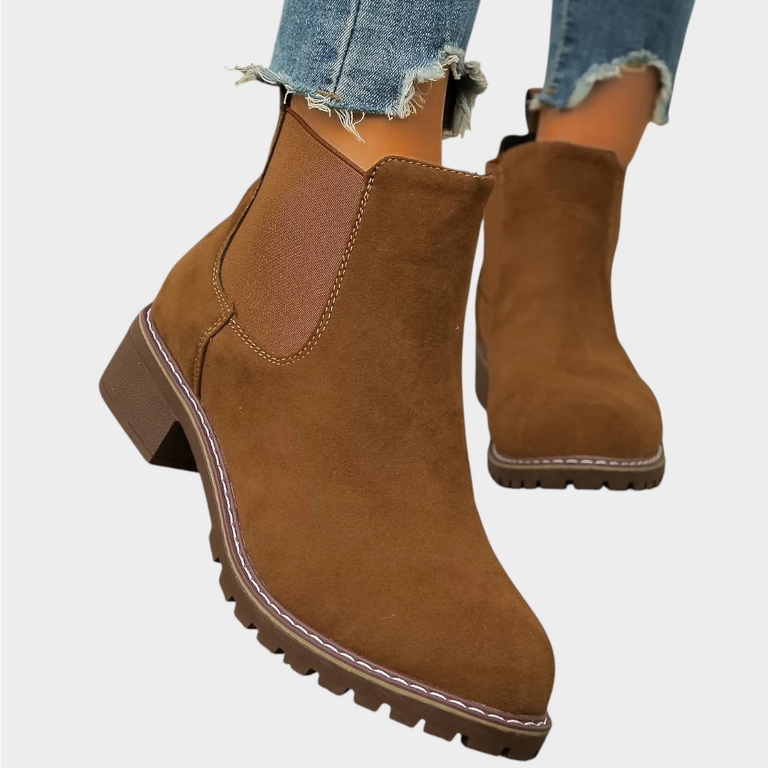 Suede Block Heel Chelsea Boots