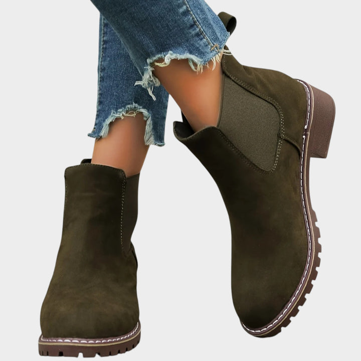 Suede Block Heel Chelsea Boots