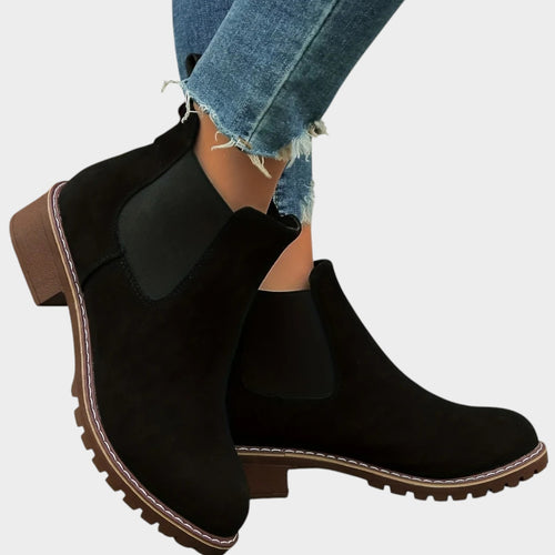 Suede Block Heel Chelsea Boots