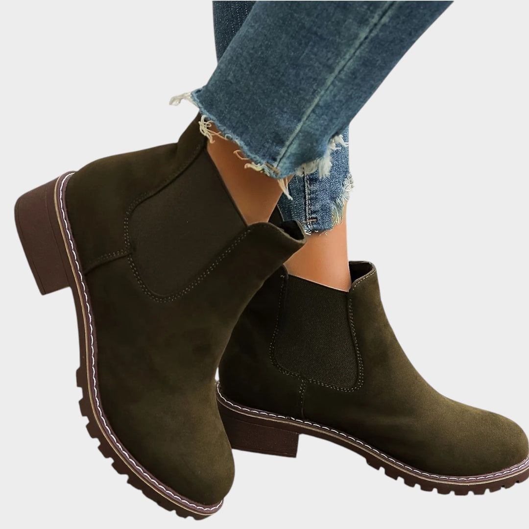 Suede Block Heel Chelsea Boots