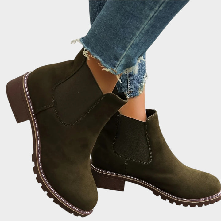 Suede Block Heel Chelsea Boots