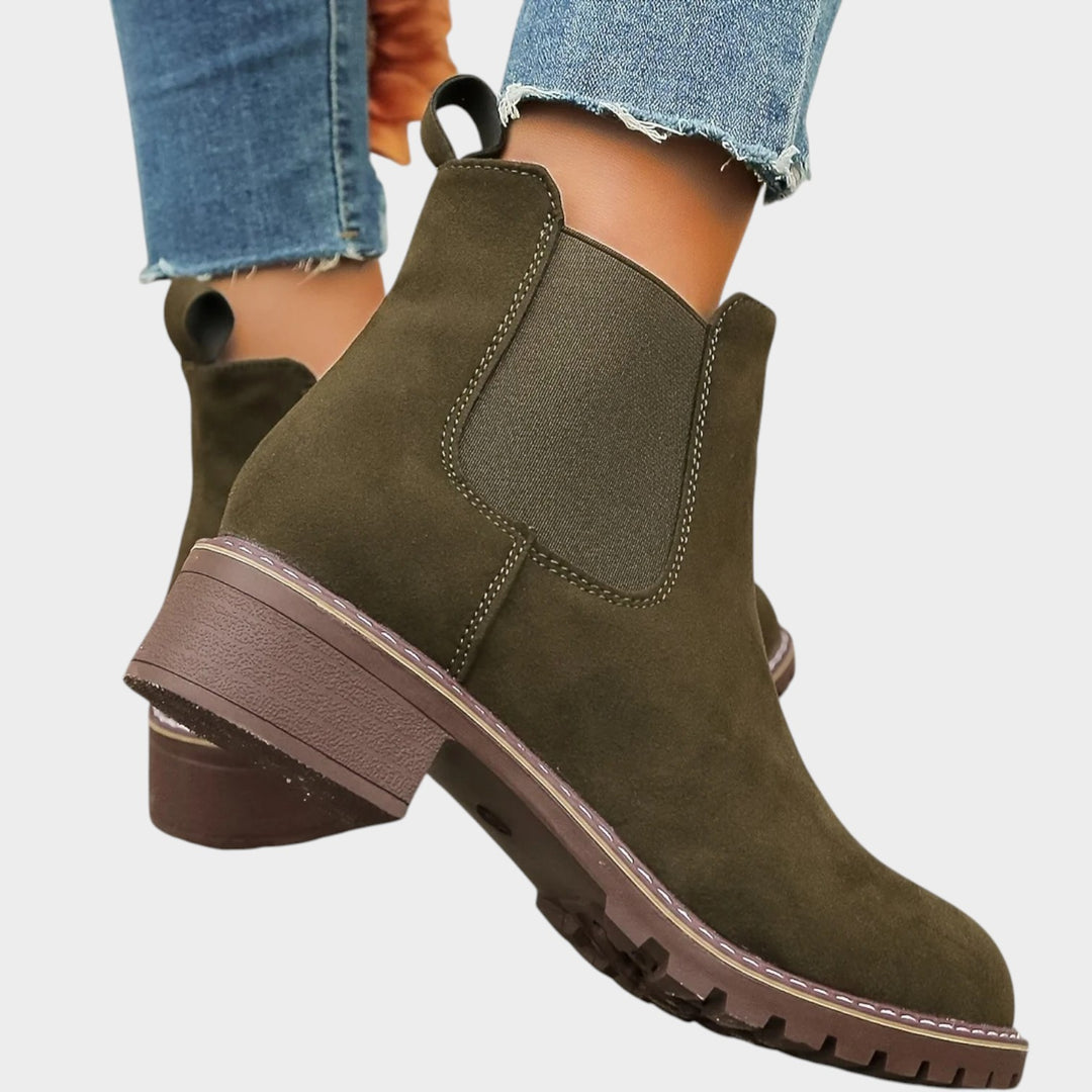Suede Block Heel Chelsea Boots