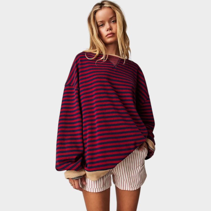 Striped Oversized Crew Neck Jumper