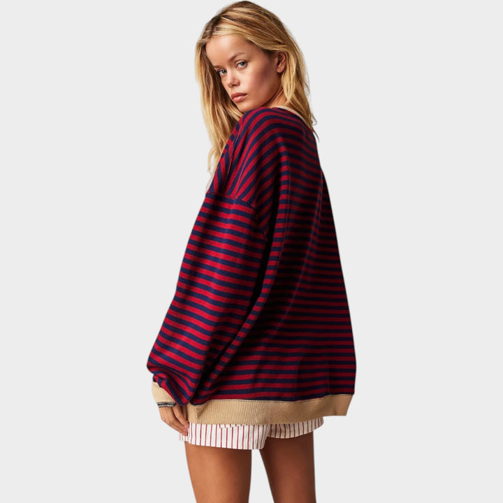 Striped Oversized Crew Neck Jumper