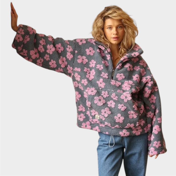 Oversized Sherpa Fleece Zip Up Jacket