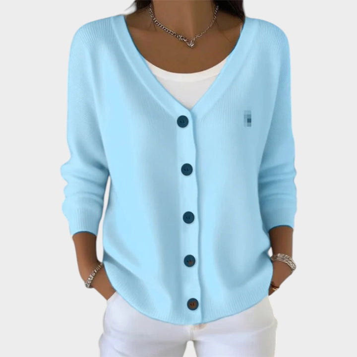 V Neck Button Up Knit Cardigan