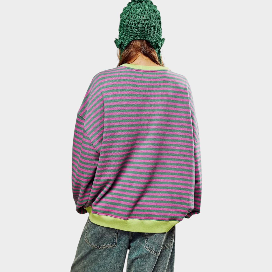Striped Oversized Crew Neck Jumper