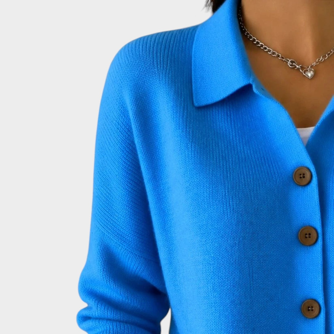 Button Up Collared Knitted Cardigan