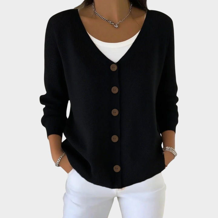V Neck Button Up Knit Cardigan