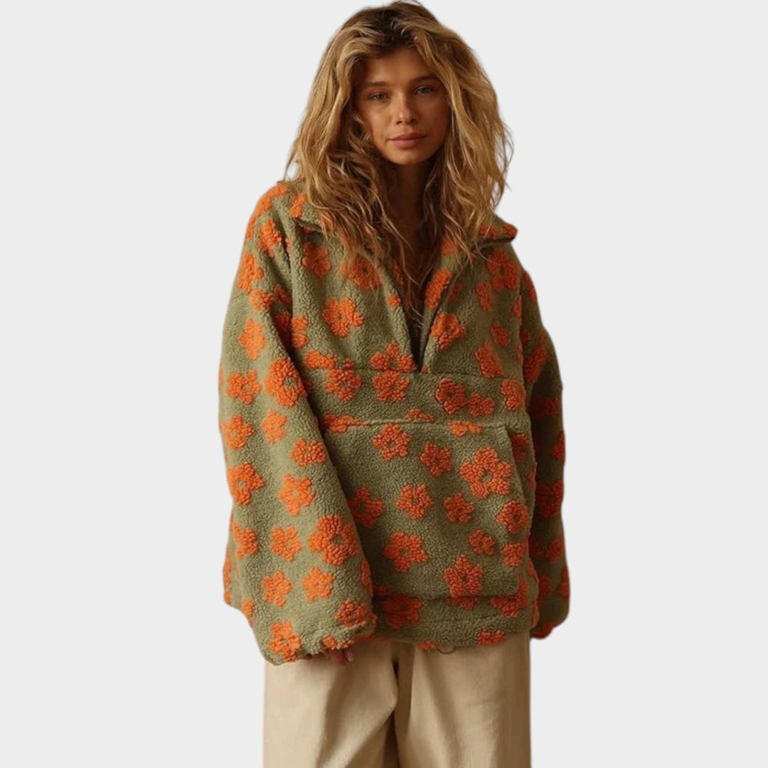 Oversized Sherpa Fleece Zip Up Jacket