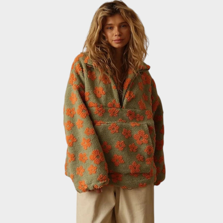 Oversized Sherpa Fleece Zip Up Jacket