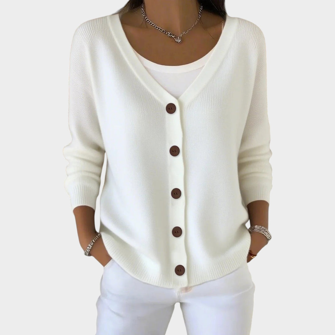 V Neck Button Up Knit Cardigan