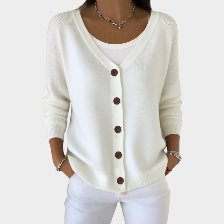 V Neck Button Up Knit Cardigan