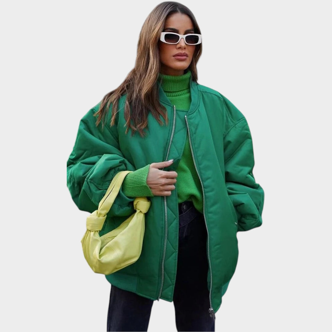 Oversized Zip Up  Bomber Jacket