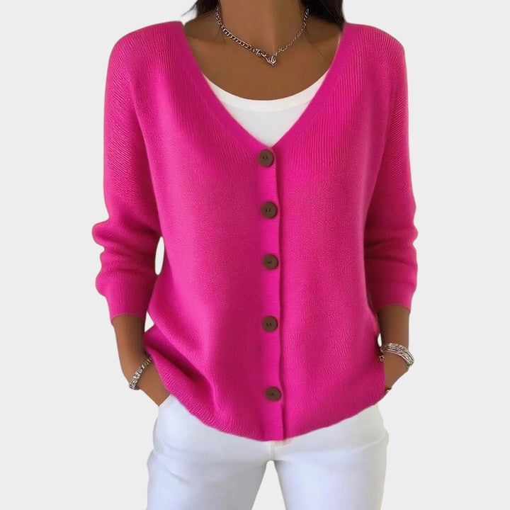 V Neck Button Up Knit Cardigan
