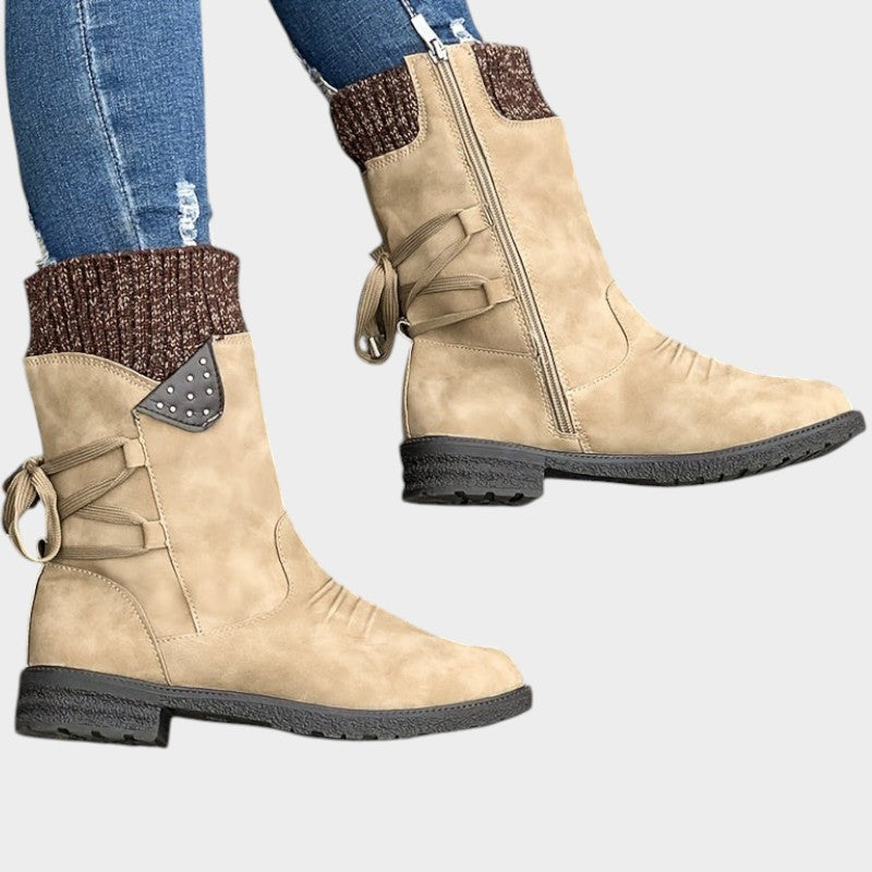 Lace Up Ankle Boots with Side Zip & Comfort Sole