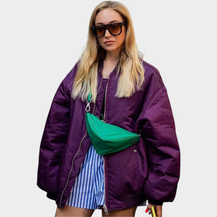 Oversized Zip Up  Bomber Jacket