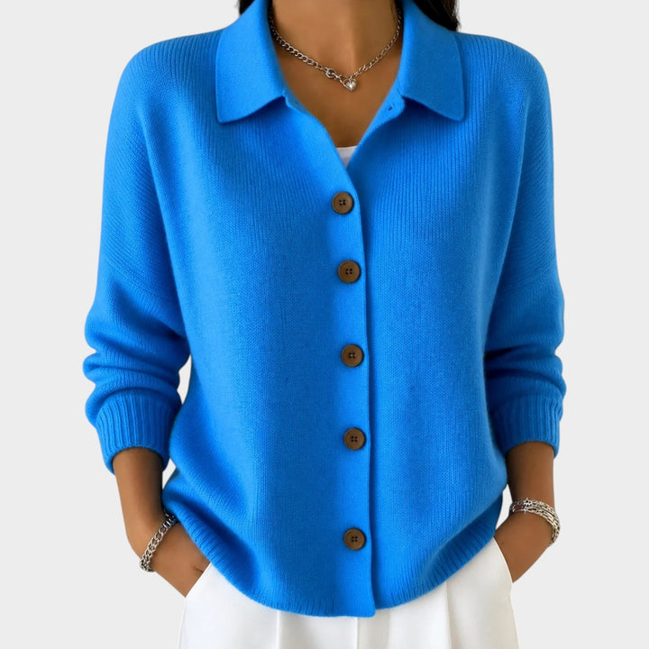 Button Up Collared Knitted Cardigan