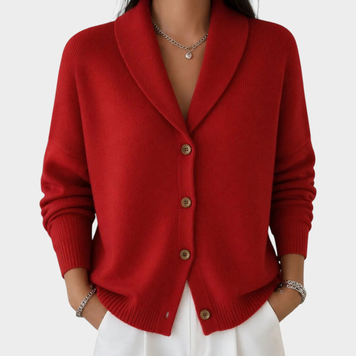 Button Up Collared Knitted Cardigan