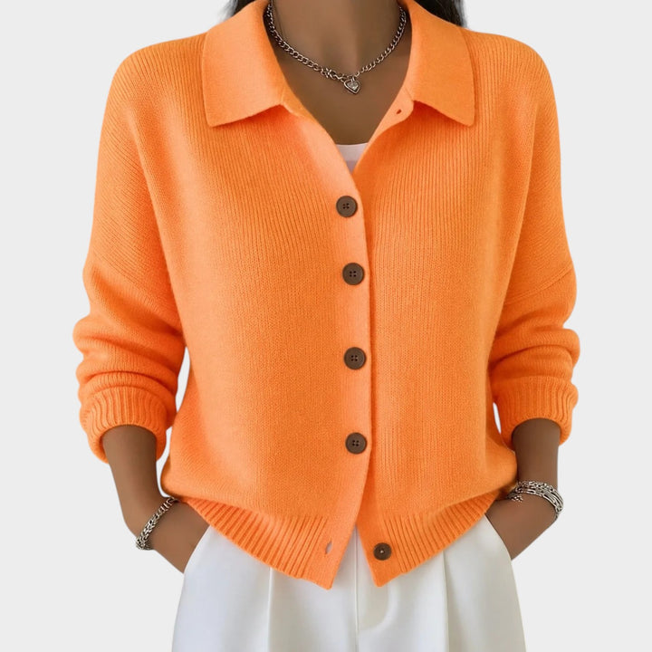 Button Up Collared Knitted Cardigan
