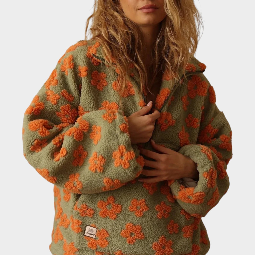Oversized Sherpa Fleece Zip Up Jacket