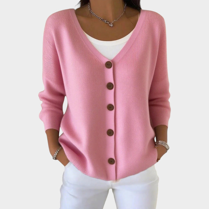 V Neck Button Up Knit Cardigan