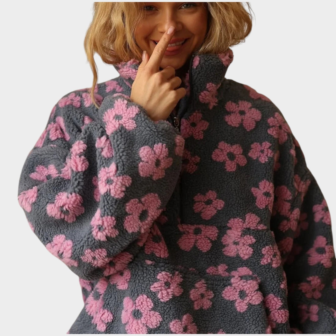 Oversized Sherpa Fleece Zip Up Jacket