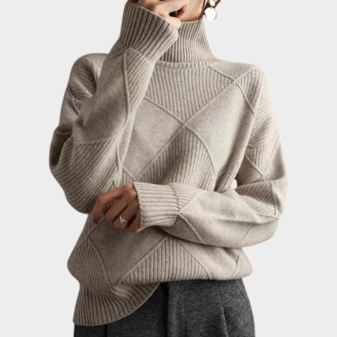 Roll Neck Textured Knit Jumper