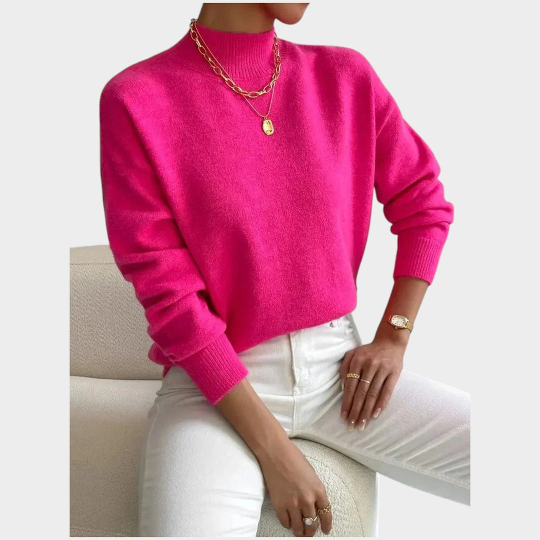 Mock Neck Soft Knitted Jumper