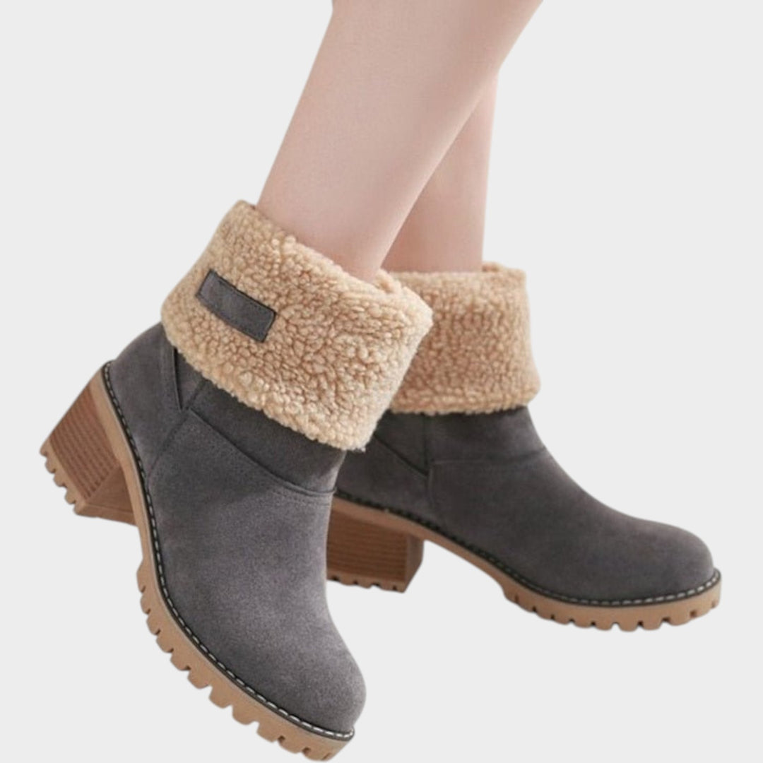 Sherpa Lined Ankle Boots with Chunky Block Heel