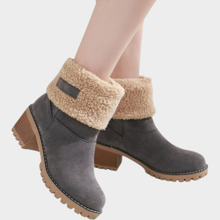 Sherpa Lined Ankle Boots with Chunky Block Heel