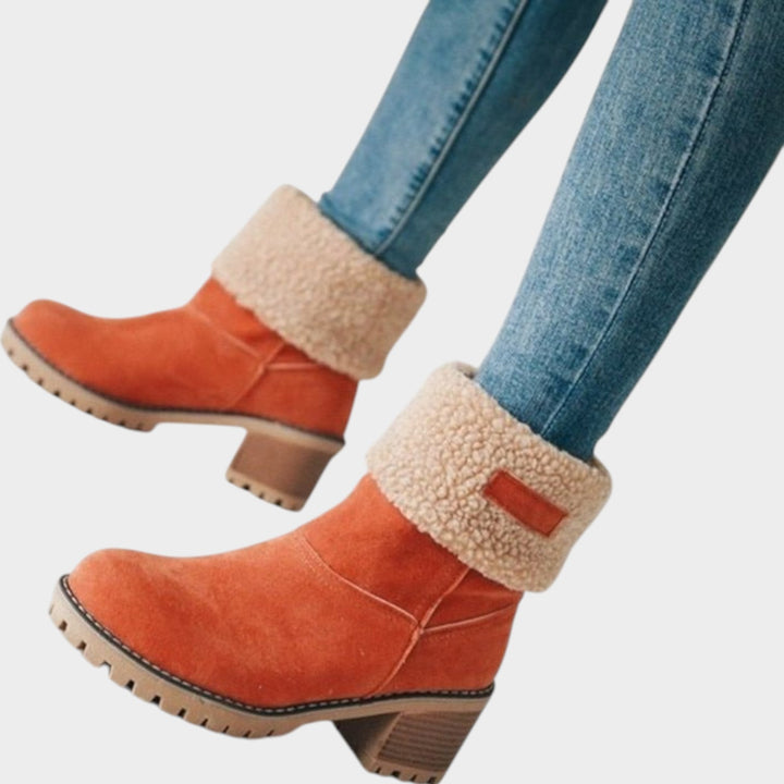 Sherpa Lined Ankle Boots with Chunky Block Heel