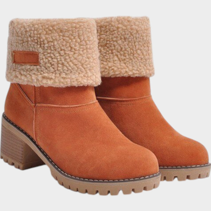 Sherpa Lined Ankle Boots with Chunky Block Heel