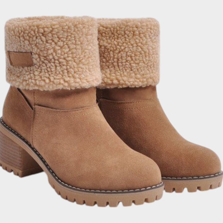 Sherpa Lined Ankle Boots with Chunky Block Heel