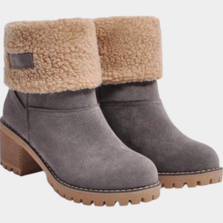 Sherpa Lined Ankle Boots with Chunky Block Heel