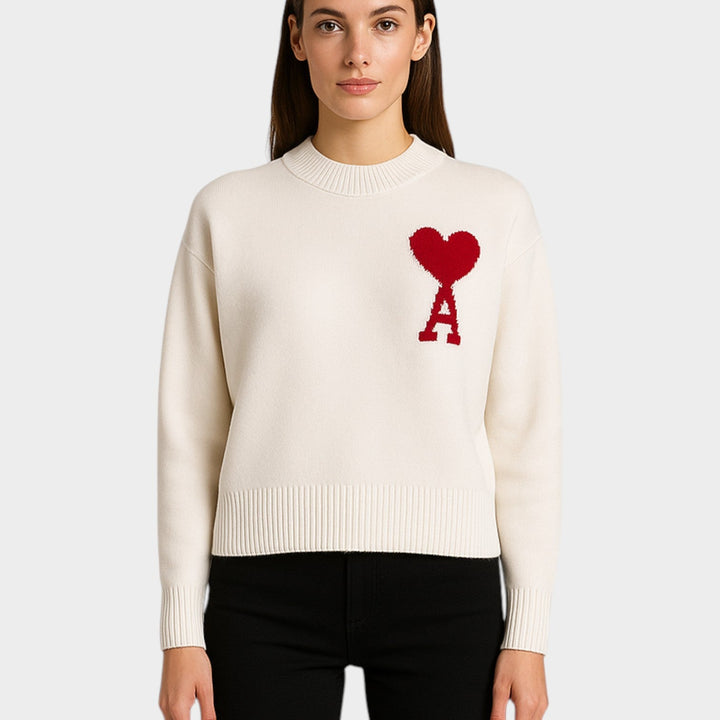 Heart Crew Neck Knitted Jumper