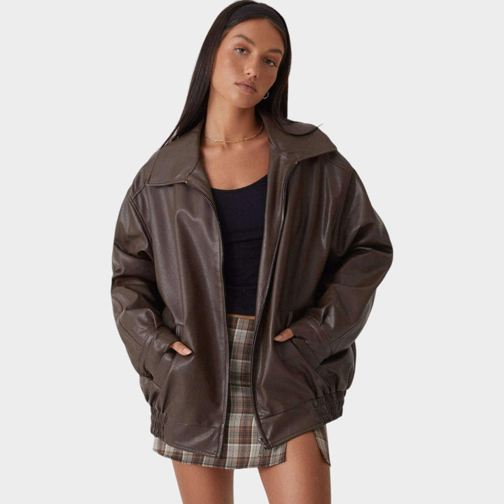 Women's Oversized Leather Jacket