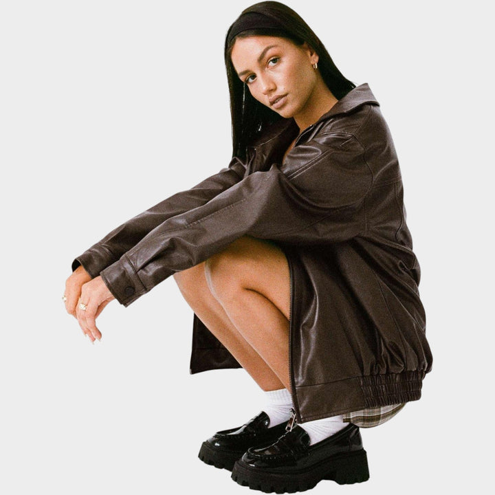 Women's Oversized Leather Jacket