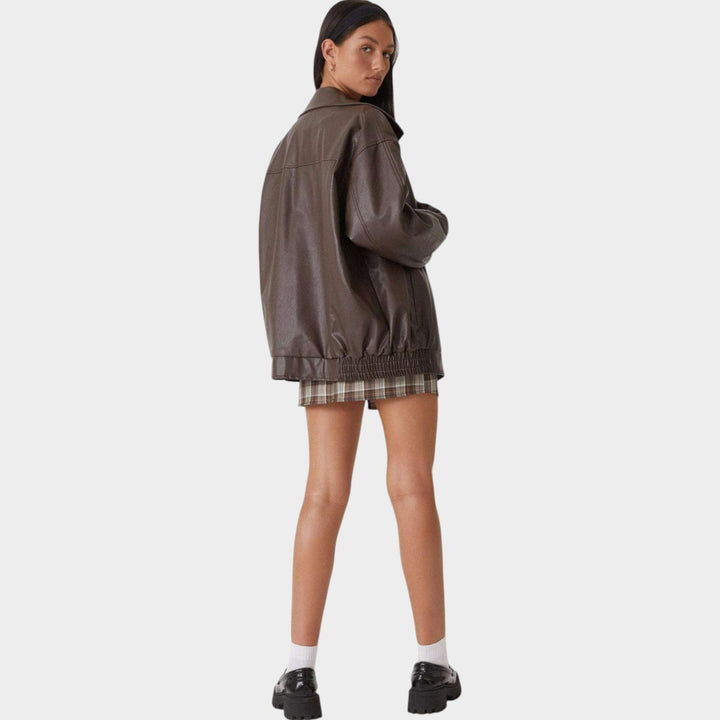 Women's Oversized Leather Jacket